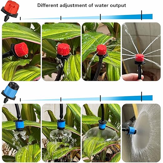 Drip irrigation emitters, 150+30Pcs/set drip irrigation parts for garden watering system, Adjustable nozzle drip irrigation spray nozzle, Used in vegetable gardens, gardens, orchards, etc,automatic
