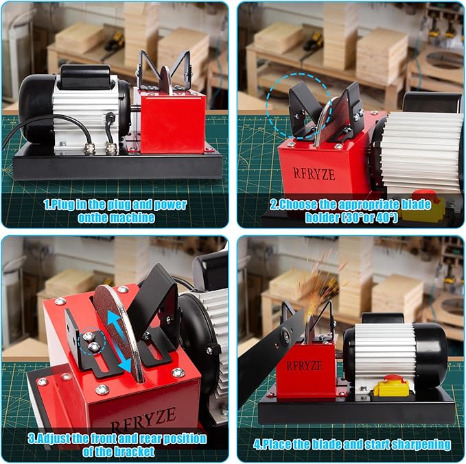 LawnMower Blade Sharpener AL 1700 RPM 550W, 3/4HP, Bench Mower Sharpening Machine with 7 inch Ceramic Wheel Sharpens High/Low Lift, Gator & Flat Blades