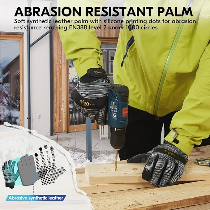 Vgo... 0°C/32°F Winter Men's Lightweighted Lined Work Gloves for Light Duty Works(SL7895FW)