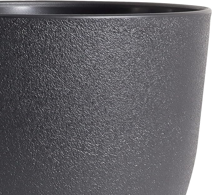 WOUSIWER Plant Pots 10/9/8 inch, Set of 3 Modern Decorative Plastic Planters with Drainage Holes and Saucers for House Plants Indoor Flowers Plants, Black