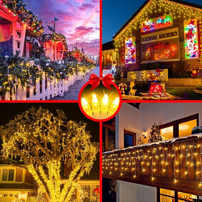 1620 LED Christma Lights with 360 Drops, 164ft Outdoor Hanging lights with 8 Modes & Timer Memory, Outsite Waterproof Curtain String Lights for Front House Fence Tree Holiday Decorations (Warm White)