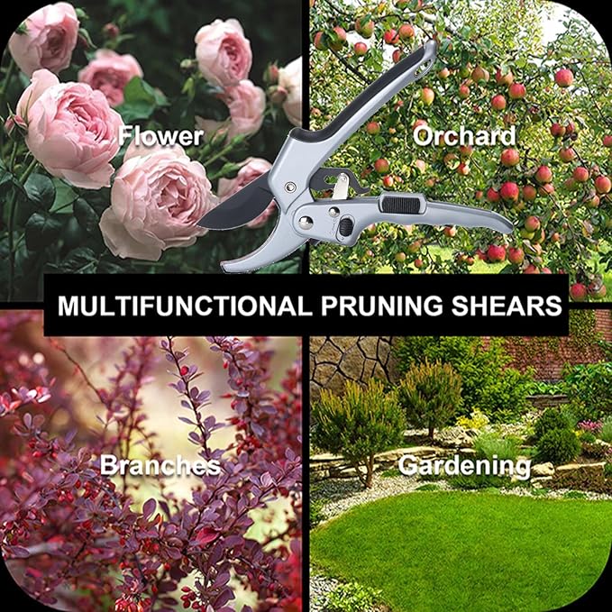 Upgraded Garden Clippers, Adjustable Germany Pruners, Work 3 Times Easier, Professional Pruning Shears, Cutting Rose, Flower, Hedge, Stem, Sharp Gardening Scissors, Arthritis Weak Hand Snips