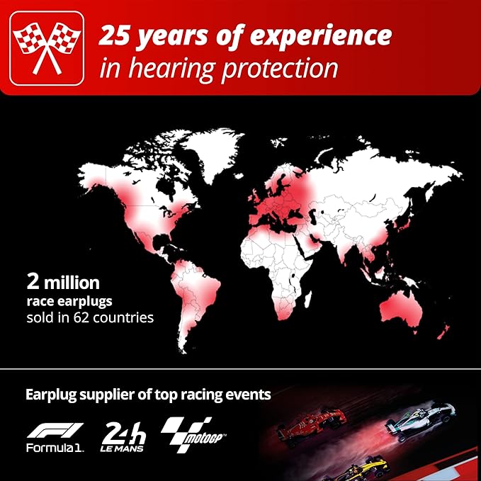 Alpine Formula 1 Earplugs - Reusable Hearing Protection for Race Events and Loud environments - Noise Reduction of 22dB - Ultra Soft Comfort Filter Hearing Protection - Official F1 Product