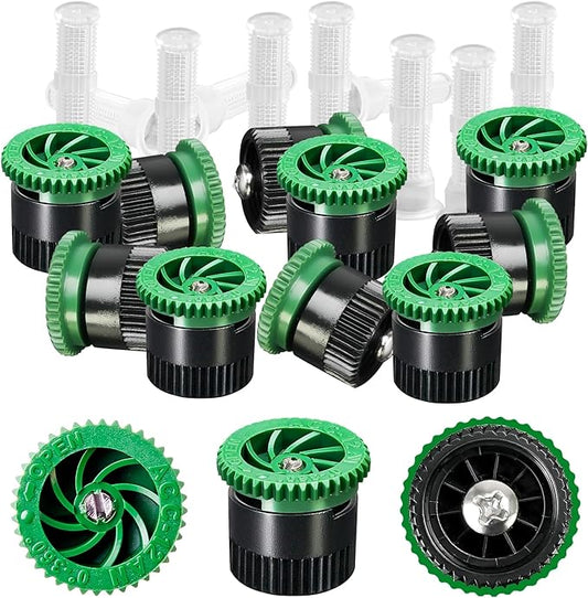 10 Pieces Variable Arc Nozzle, Pop-up Sprinkler Heads Replacement Compatible with Most of 360 Degree Adjustable Pop Up Sprinklers Spray Head for Garden Lawn Irrigation (12AN)