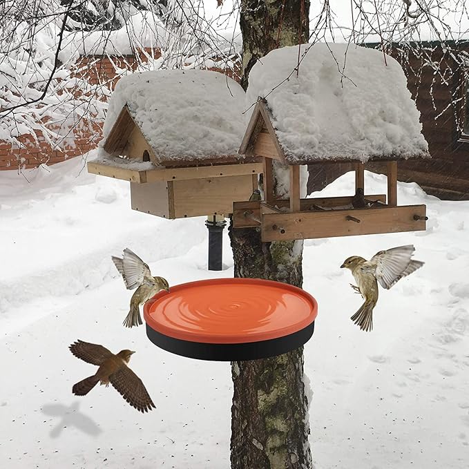 Heated Bird Bath for Outdoors for Winter, 3 Easy Ways to Mount Detachable Bird Bath Bowl, 75W Heated Bird Baths with Thermostatically Controlled for Garden Yard Patio Lawn, Terracotta