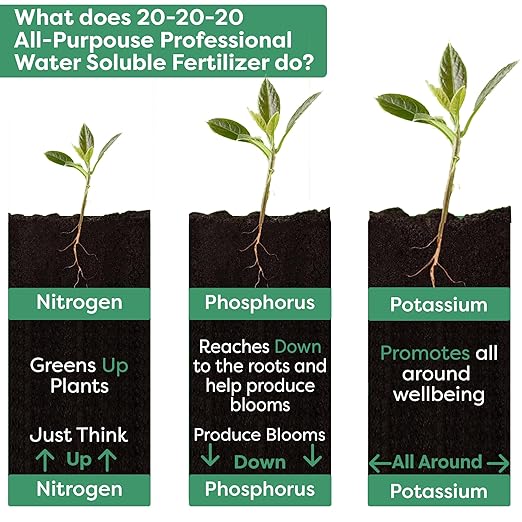 20-20-20 Water-Soluble Fertilizer โ Powder for Liquid Plant Food for Indoor & Outdoor Plants, Orchids, Vegetables, Lawns, Flowers โ 20 20 20 Fertilizer (1/2 Quart)