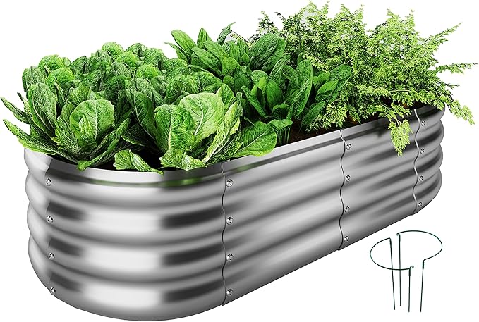 Galvanized Metal Planter Raised Garden Bed Kit for Gardening Outdoor,4x2x1ft Planter Grow Garden Box Raised Flower Bed