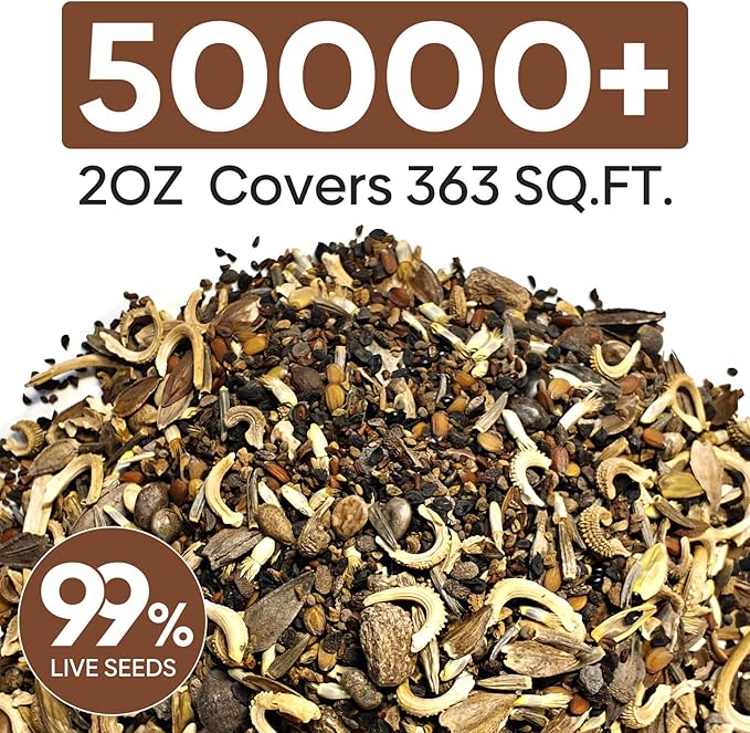 Wildflower Seeds Mix, 2 Oz, 50,000+ Seeds, 28 Varieties Flowers Seeds for Planting, Annual Perennial Garden Seeds to Attract Bees, Butterflies & Birds