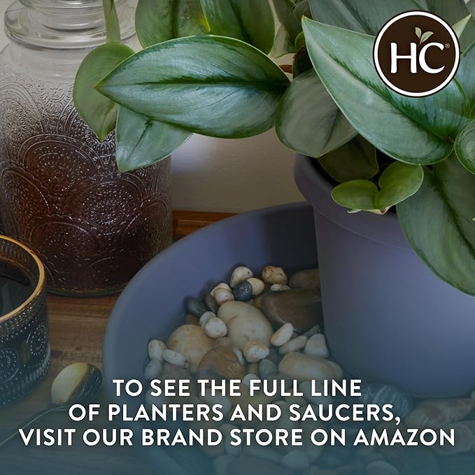 The HC Companies Flower Pot Saucers - Plastic Plant Saucer for Outdoors & Indoors - Traditional Design Plant Pot Trays for Water Drainage - Durable & Stylish Round Plant Tray (21-inch Slate Blue)