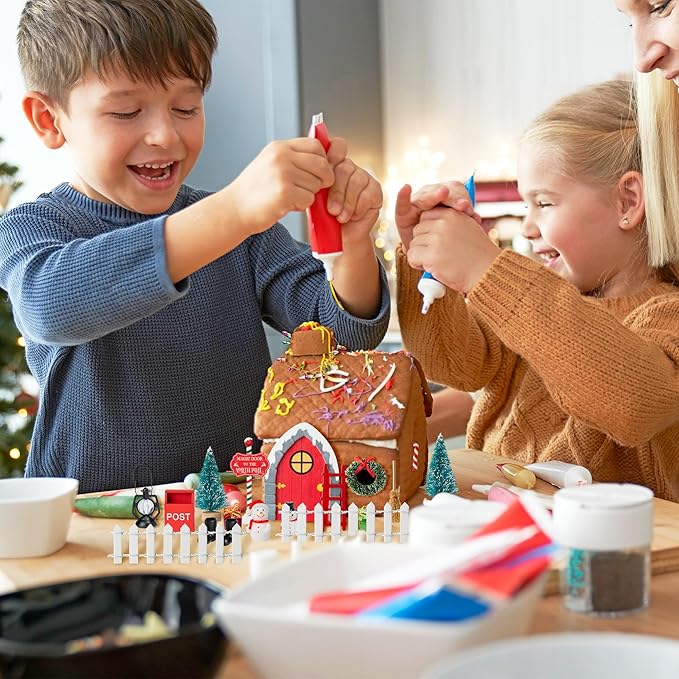 Haooryx Christmas Elf Garden Miniatures - 22Pcs Christmas Magic Fairy Doors Decoration Kit Wooden Miniature Fairy Door Xmas Elf Magic Door Wall Fairies Christmas Winter Xmas New Year Decor(Grey Stone)
