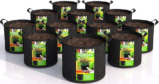 Utopia Home 12 Pack 15 Gallon Grow Bags, 300G Thickened Nonwoven Plant Fabric Pots for Outdoor, Grow Pots, Garden Plant Bags, Aeration Fabric Planters for Fruits, Vegetables and Flowers
