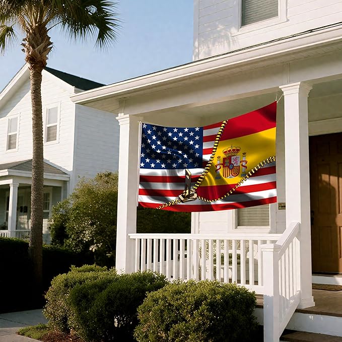 Vintage American America Usa Spanish Spain Flags For Outside Yard 3x5 Ft Double Sided Printed 100d Polyester Lightweight Garden Welcome Outdoor Banner Brass Grommets