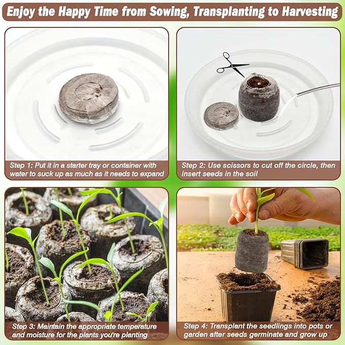 ZeeDix 100Pcs 40mm Peat Pellets for Seedlings, Seed Starter Pods Seed Starting Plugs Soil, Compressed Nutrient Block Potting Soil Discs Pellet for Planting Herbs Flowers Vegetables