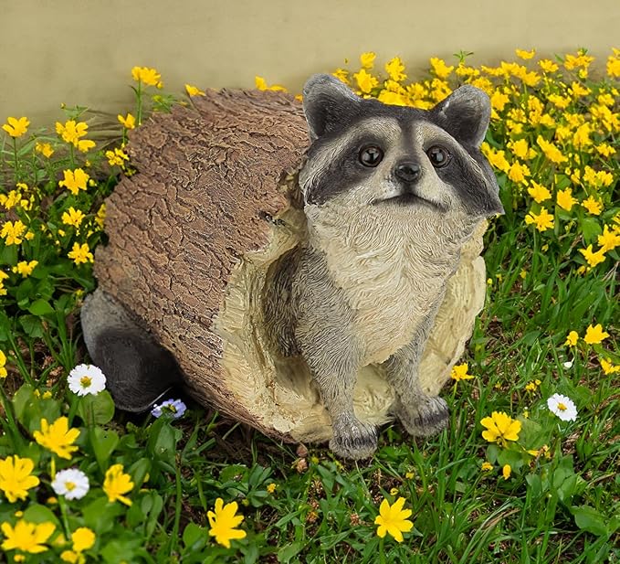 Teaeeno Garden Raccoon Decor Outdoor Animal Statue,Raccoon Decoration Large Lawn Ornament,Garden Animal Rustic Decor,Outdoor Decor Yard Lawn Home Decoration Yard Art,Outdoor Raccoons Gift