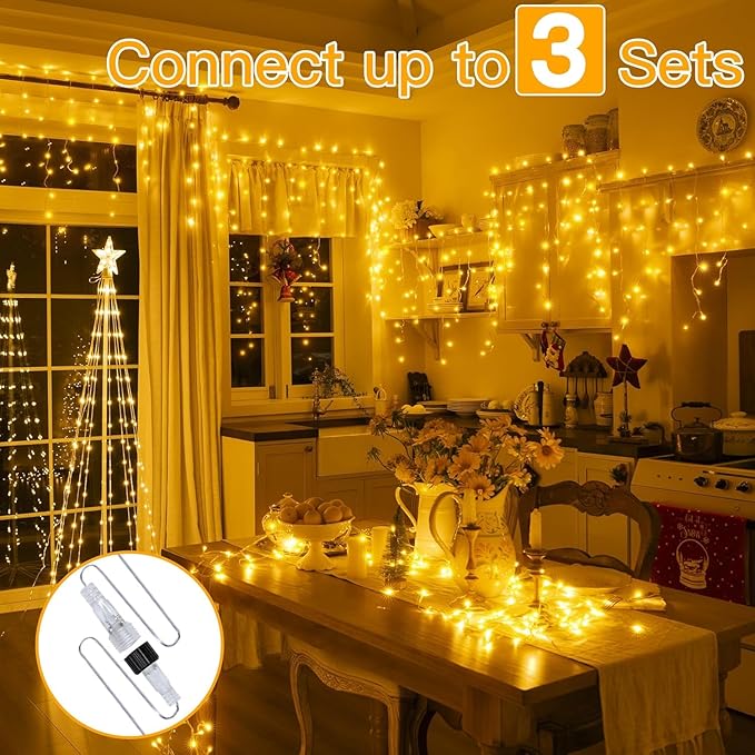 98ft Christmas Lights Outdoor, 1280 LED Waterproof 8 Modes String Light with App and Remote Control for Outside House Roof Decorations Indoor Decor-Warm White