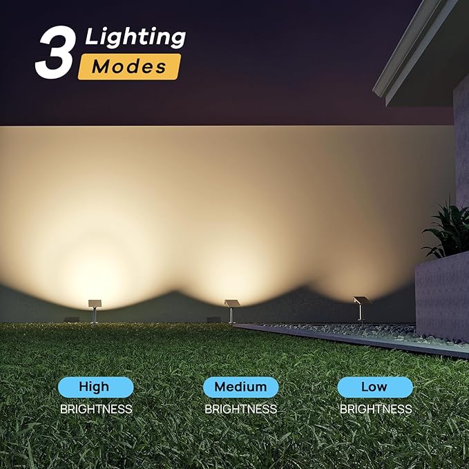 Consciot Solar Lights Outdoor,3000K Warm White Solar Spot Lights, Solar Spotlights Outdoor IP65 Waterproof, Solar Landscape Lights for Yard Tree House,8 Pack