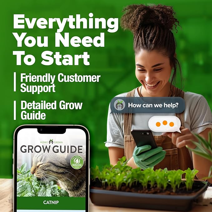 HOME GROWN Catnip Seeds (Bulk Pack) Non-GMO Heirloom Herb Seeds - Indoor or Outdoor Seed - High-Germination Cat Nip - Cat Safe Plants (Nepeta cataria)