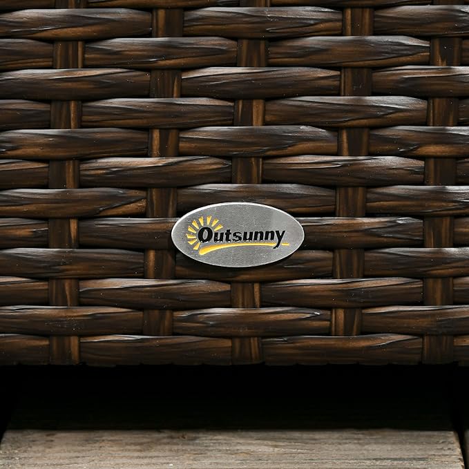 Outsunny 113 Gallon Deck Box, Rattan Outdoor Storage Box, Waterproof Storage Container for Indoor, Patio Furniture Cushions, Pool Supplies, Garden Tools, Brown