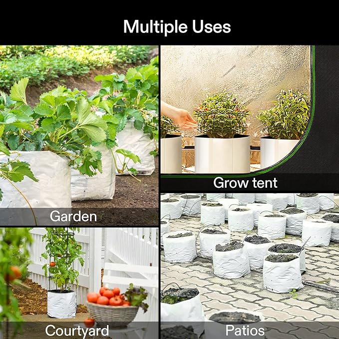 VIVOSUN 50-Pack 3 Gallon Grow Bags for Plants, Black-and-White Thick Plastic Bags for Potting Seedlings, and Rooting