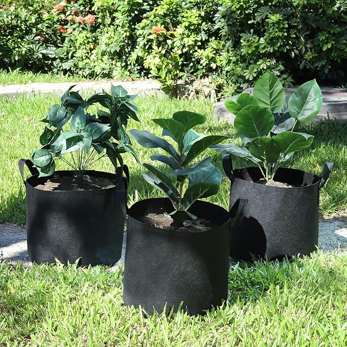 12-Pack 5 Gallon Grow Bags Heavy Duty Thickened Nonwoven Fabric Pots with Durable Handles