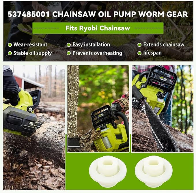 537485001 Oil Pump Worm Gear, for Ryobi RY40503, RY40580 40V 14" Cordless Chainsaw Oil Pump - 2 Pcs 