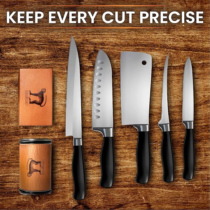 Diamond Rolling Knife Sharpener Kit - Manual Kitchen Knife Sharpener Set Multi-Angle Magnetic Holder(15° & 20°) Premium Magnetic Roller sharpener for Razor-Sharp Edges