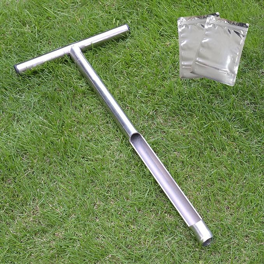 Soil Probe 20 Inch with 2 Bags, Soil Sample Probe for Lawn House Plants, T-Handle Soil Sampler Probe Rod, Stainless Steel Soil Test Kits Tool for Soil Sampling