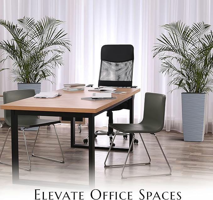 Mueller M-Resin Heavy Duty Tall Planter, Indoor/Outdoor Grande Plant, Tree, Flower Pot, 2-Piece Set, 24”, Modern Design, Built-in Drainage, Light Gray