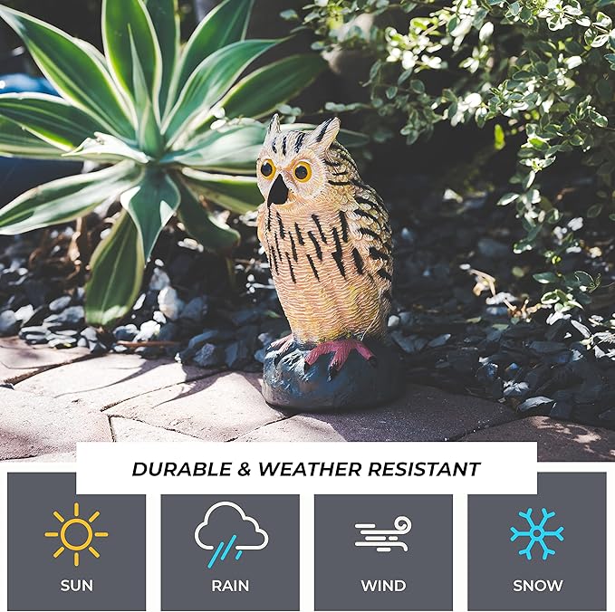 Galashield Owl Decoy to Scare Birds Away | Plastic Owls to Scare Birds Away | Owl Statue for Garden & Outdoors