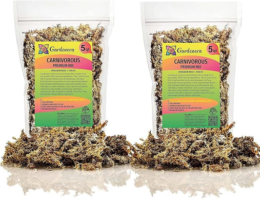 Sphagnum Moss Potting Mix for Carnivorous Plants - 10 Quart - Moss and Perlite Blend for Potting Venus Fly Traps, Sarracenia, Pitcher Plants (2 Bags of 5QT)