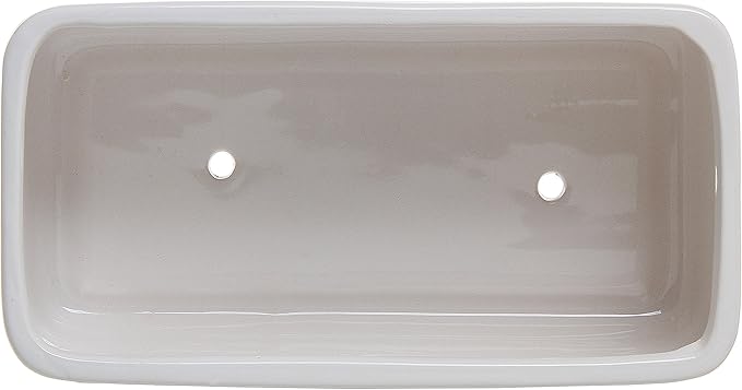 MyGift 14 Inch Modern Unglazed White Ceramic Indoor Plant Pot with Drainage Hole, Rectangular Succulent Planter Window Box with Removable Saucer, White (10 inch, 1, Piece)