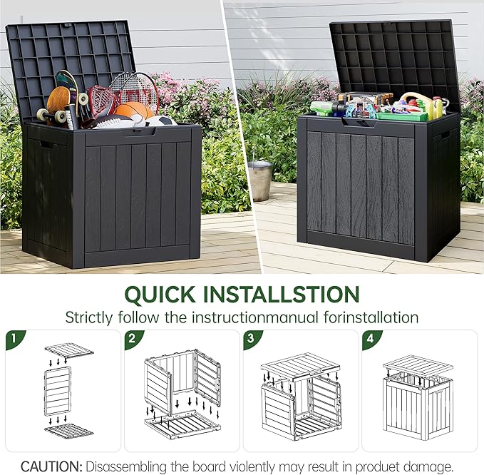 31 Gallon Outdoor Storage Box, Resin Deck Boxes Outdoor Waterproof For Patio Furniture, Garden Tools, Pool Supplies, Durable And UV Resistant, Lockable