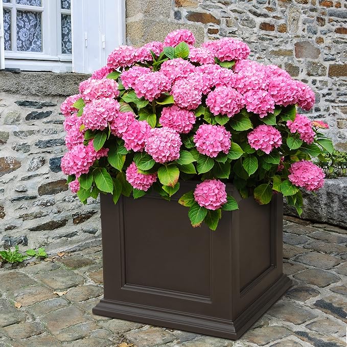 Mayne Fairfield 28in Square Planter - Espresso - Durable Resin Planter (8800-ES)