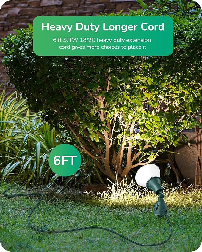 EDISHINE Halloween Dusk to Dawn 120V Outdoor Spotlight, Waterproof LED Outdoor Flood Stake Lights, E26 Base, Max 150W PAR38 Bulb (Not Included), 6FT Cord, 90° Adjustable Head, 2 Pack