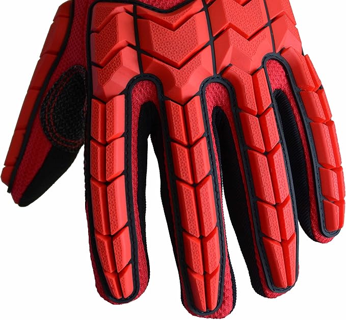 HANDLANDY Anti Vibration Gloves, SBR Padding, TPR Protector, Mechanic Work Gloves (Large, Black)