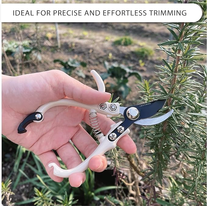 Bypass Pruning Shears Hand Pruner Garden Trimming Scissors Plant Trimmers Herb Snips Flower Clippers Ergonomic Handle Modern Garden Tools (Classic Cream)