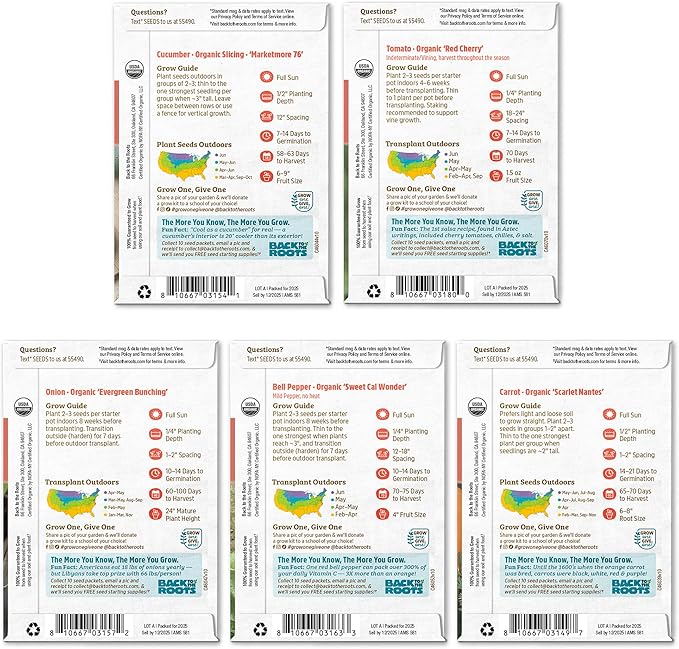 Back to the Roots Organic Vegetable Seeds Variety (5-Pack)