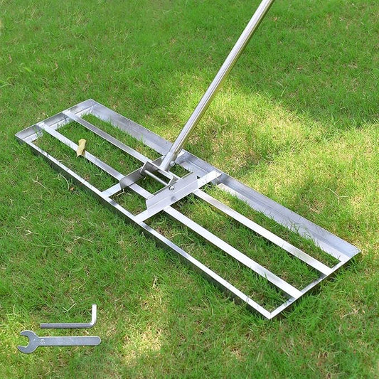 Scalebeard Lawn Leveling Rake-7 FT Level Lawn Tool / Soil Lawn Rake Stainless Steel Leveling Rake Landscape Rake with Handle for Garden Backyard Golf/Lawn(7FT, 35 x 10IN)