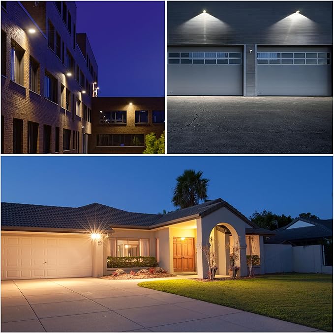 LAMPHOME LED Flood Lights Outdoor 35/60/80W and 3000/4000/5000K Adjustable 10400Lm,Dusk-to-Dawn Sensor o Dawn Flood Light for Yard, Garage, Garden,UL Listed,Includes Include Yoke Mount