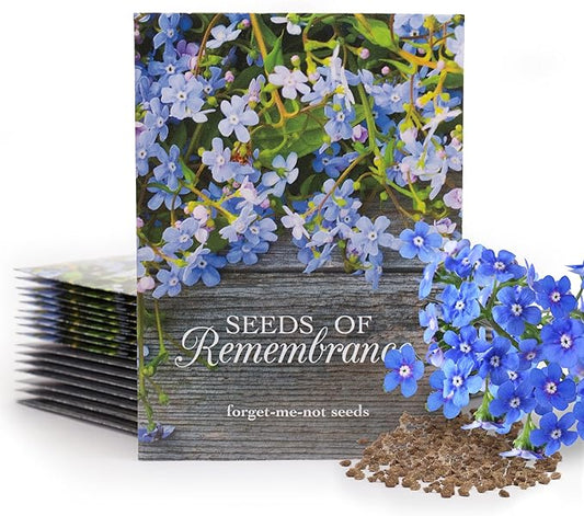 Bentley Seed Co. | Seeds of Remembrance | Pre Filled Non-GMO, Non-Coated Forget Me Not Seeds Packets | Perfect Memorial Service Giveaways and Celebration of Life Decorations | Pack of 25