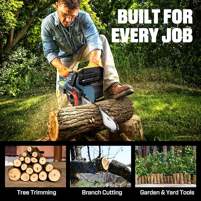 SENIX 20V 10" Electric Chainsaw, Cordless Battery Powered Chainsaw, Brushless Chain Saw, Garden Tool for Trees, Pruning, Branch Cutting, Yard, Gift for Men Dad Husband Fathers, Tool Only, CSX2-M-0