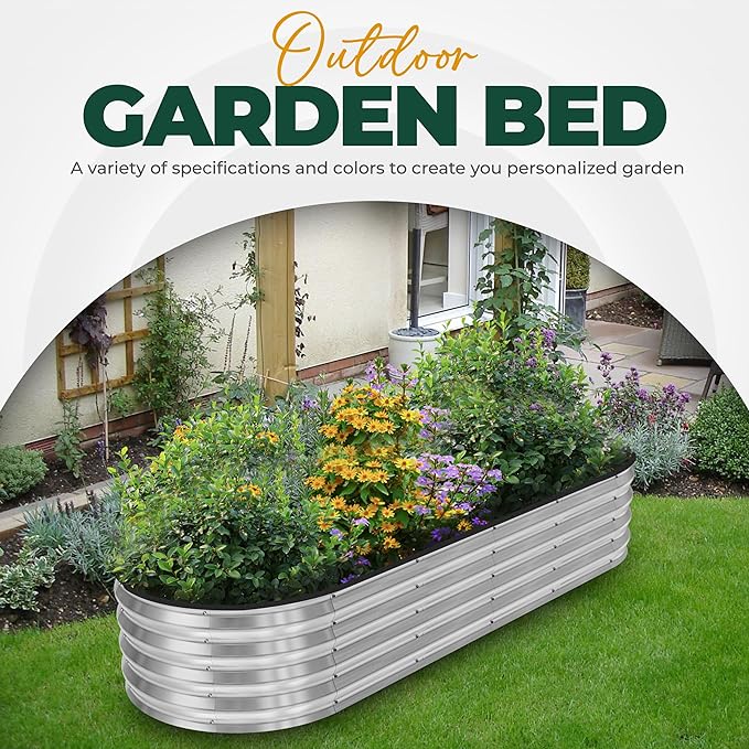 Utopia Home 2 Pack Galvanized Raised Garden Bed, 6ft x 2ft Lightweight Planter Boxes Outdoor with Easy Assembly, Large Garden Bed for Vegetables, Fruits, Flower - Silver