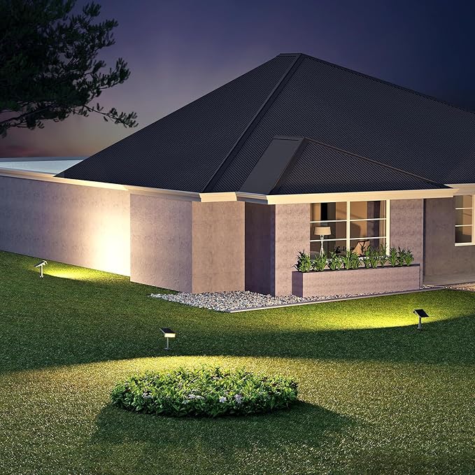 Consciot Solar Lights Outdoor,3000K Warm White Solar Spot Lights, Solar Spotlights Outdoor IP65 Waterproof, Solar Landscape Lights for Yard Tree House,8 Pack