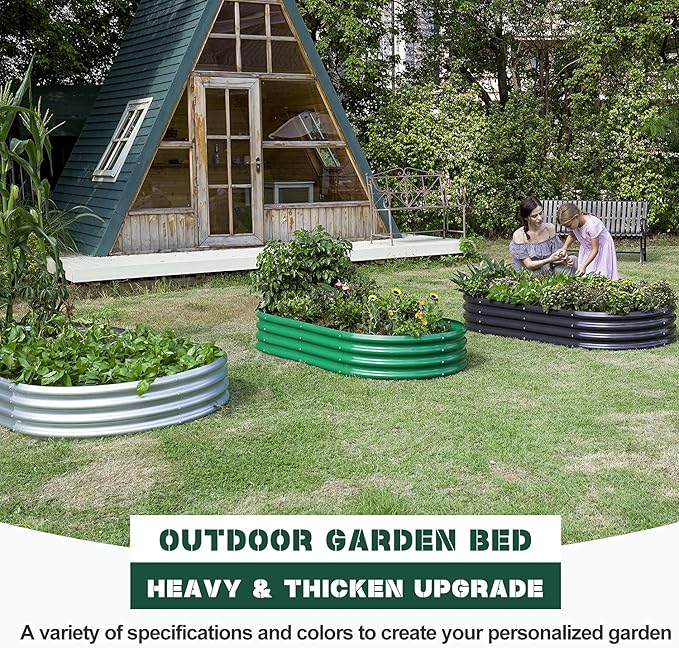 Land Guard 2Pcs Galvanized Steel Raised Garden Bed,8×4×1 ft Large Metal Raised Planter Beds, Aluminum Raised Garden Bed for Vegetables.…
