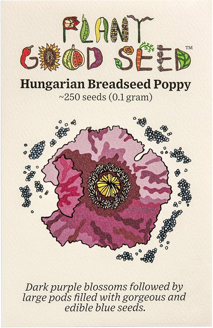 Plant Good Seed Organic Hungarian Poppy Seeds - Pack of 250 Heirloom Seeds for Planting Flowers - Gardening Supplies, Herb Garden, Wildflower, Flower Seeds to Plant Outside - Non-GMO, from USA