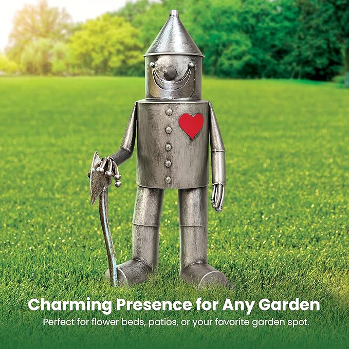 Tin Man Outdoor Statue β Whimsical Metal Yard Decor for Lawn or Patio β Unique Weatherproof Ornament β Giftable Sculpture for Outdoor Enthusiasts