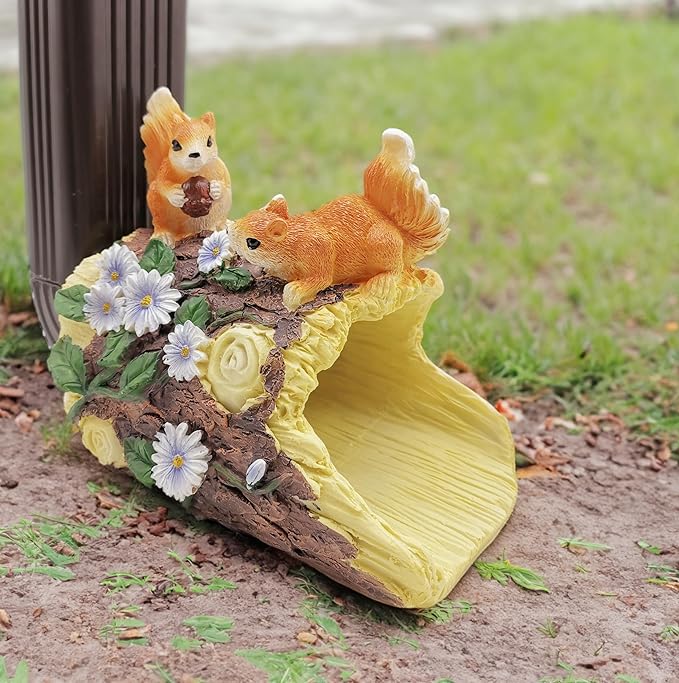 Squirrel Statues Gutter Downspout Extension Statues Garden Decoration,Resin Statue Outdoor Decor,Animal Downspout Diverter,Decorative Gutter Extension,3"×4" Downspout Extender Diverter Splash Block