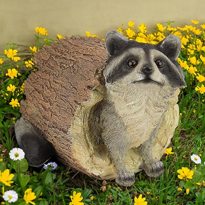 Teaeeno Garden Raccoon Decor Outdoor Animal Statue,Raccoon Decoration Large Lawn Ornament,Outdoor Decor Yard Lawn Home Decoration Yard Art,Garden Animal Rustic Decor,Outdoor Raccoons Gift