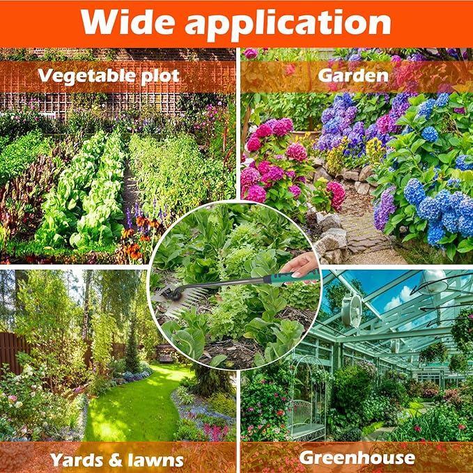 Upgraded 11 Tines Gardening Hand Weeder, New Weeding Artifact Household Uprooting Tool, Multifunctional Digging and Shoveling Manual Rake for Garden Vegetable Plot and Yard