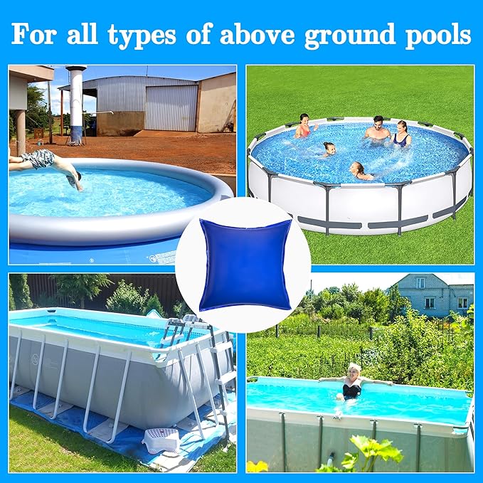 Sfcddtlg 7.8 x 7.8 Ft Large Pool Pillows for Above Ground Pools- Square Winter Pool Cover Air Pillow- Inflatable Swimming Pool Closing Winter Pillow with Ropes for Support Pool Covers
